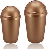 Discountershop B.V. Prullenbak 50 L en 25 L Roségoud – Afvalemmer met Swing- & Schuifdeksel – Kunststof Vuilnisbak 50 Liter – Keuken & Kantoor – Design Afvalbak