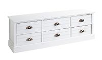 HAKU Ladekast wit, Massief hout, MDF - Maat: B 115 cm x H 40 cm x D 30 cm, Stijl: Kustmeubilair