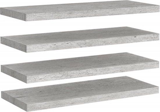 vidaXL Wandschappen zwevend 4 st 80x23,5x3,8 cm MDF betongrijs