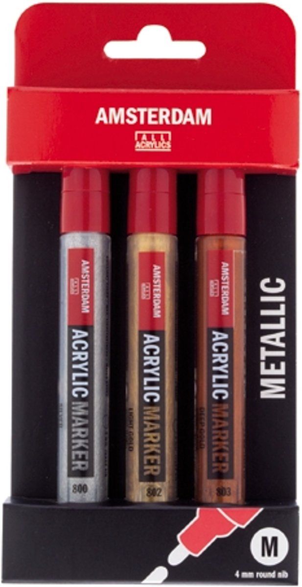 Amsterdam acrylmarker 3 stuks 4mm - metallic - 8712079351267