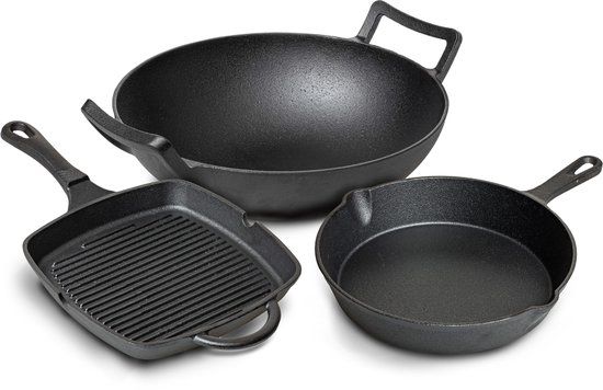 Blackwell Pannenset Cast Iron Zwart 3-delig
