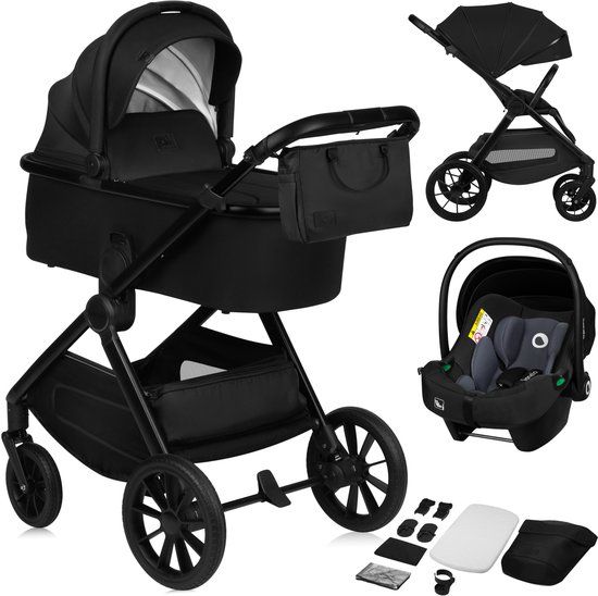 Lionelo Layla Kinderwagen 3in1 - XXL SET - incl. i-Size autostoel - Zwart