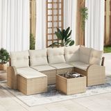 vidaXL Hoek loungeset 7-delig Beige en wit Polyrattan