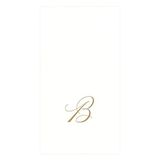 Caspari Signature Gold Initial B papieren linnen gastendoeken, witte parel, 24 stuks
