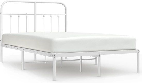 vidaXL Bedframe met hoofdbord metaal wit 120x200 cm