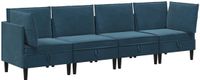 vidaXL Woonkamer Meubelset 4-delig Blauw Fluweel