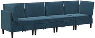 vidaXL Salon Meubelset 4-delig Blauw Fluweel