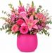Plume Living Vaas Amelie - mat fuchsia roze - D22 x H25 cm - glas - bloemenvaas - pour tiges et bouquets