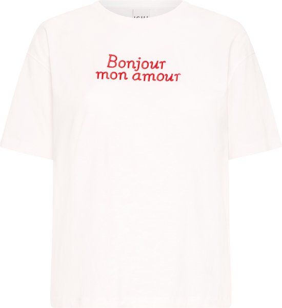Ichi IHMITTE SS Dames T-shirt - CLOUD DANCER / FIERY RED