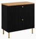 3xE living Meuble sous-vasque 60 cm, noir/chêne craft, pieds dorés, Bello
