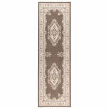 vidaXL Tapis FLORNES Tissé Taupe 80 x 350 cm PP 7 mm