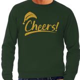 Bellatio Decorations Foute Kersttrui / sweater pour hommes - cheers! - vert - paillettes or - fête de Noël L