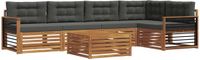 vidaXL Acacia Hout Bank Loungeset 5-zits Natuurlijk en Antraciet