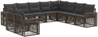 vidaXL Tuinbank - Set - 10-zits - Grijs en Donkergrijs - Polyrattan