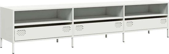 vidaXL Tv-meubel 202x39x43,5 cm koudgewalst staal wit