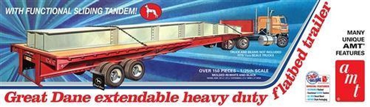 Amt 1:25 1111 Great Dane Extendable Flat Bed Trailer Plastic kit