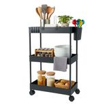 Relaxdays Keukentrolley met wielen - 62,5x40x22 cm - 3 schappen - zwart