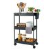 Relaxdays Keukentrolley met wielen - 62,5x40x22 cm - 3 schappen - zwart