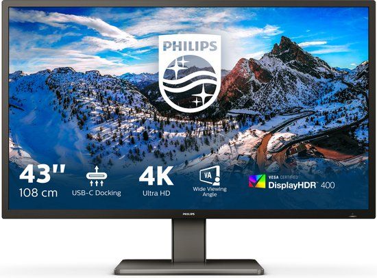 Philips P Line 439P1/00 - 42.5" 4K Ultra HD Monitor - 3840 x 2160, VA, 50Hz, HDMI, USB-C, HDR 400