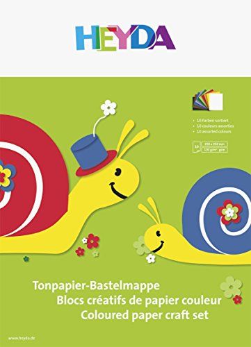 Heyda Knutselmap Gekleurd Papier - 25 cm x 35 cm - 10 Kleuren - 20 Mappen