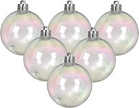 Decoris Kerstballen - 24 stuks - 6 cm - Transparant Parelmoer - Kunststof