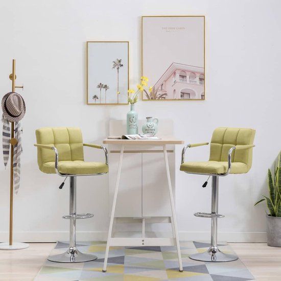 vidaXL Barstoelen 2 stuks stof groen