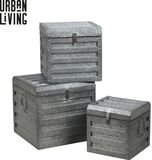 Urban Living LOFT & METAL METALEN KIST X3 S26X26XH27CM/M32X32XH31CM/L37X37XH35CM