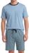Ammann Heren pyjama Mix & Match copen blue gestreept korte mouw 3XL