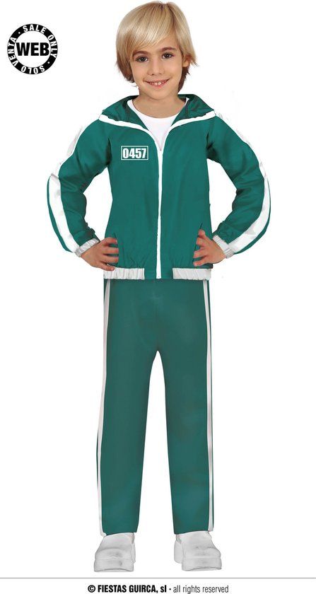 Squid Game Deelnemer Kostuum Kind - Groen - Maat 122 (7-9 jaar)