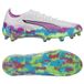 PUMA Ultra 6 Ultimate FG Brilliance - Blanc/Fizzy Apple/Bleu/Magenta pur Femme ÉDITION LIMITÉE - Herbe naturelle (FG), pointure 38½