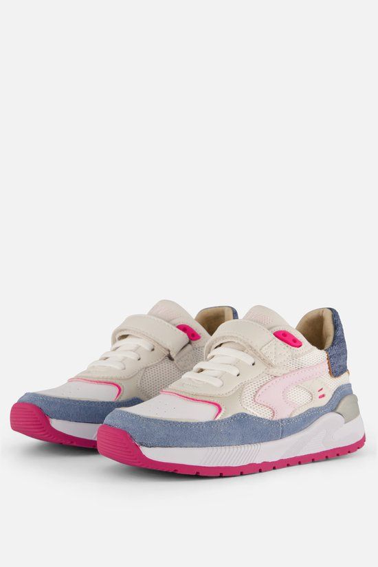 Shoesme Sneakers Meisjes Leer Jeans Blue Fuchsia Maat 30