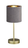 Fischer & Honsel | Tafellamp, Aura | goudkleurig | stoffen kap | grijs fluweel/binnenkant goudkleurig| H: 34,00 cm, D: 13,00 cm| met snoerschakelaar | 1x E14 max. 25 Watt | 50494