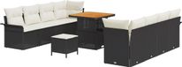 vidaXL Tuinbank Set 11-delig Zwart Polywood