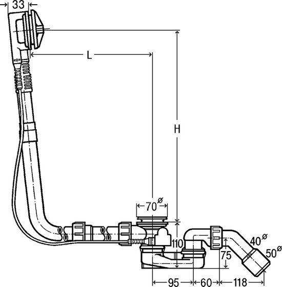 Viega Multiplex badwaste 52mm voor speciale baden chroom - Wit