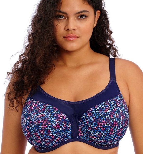 Elomi Energise Grote maten sport bh – Navy Geo - 85H (EU)