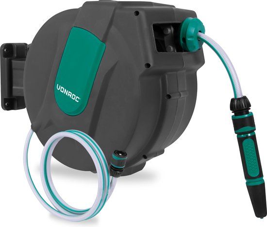 VONROC Wandslangenbox – Groen – 15m slang – Kunststof