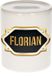 Bellatio Decorations Shoppartners Bv Spaarpot met voornaam Florian - wit - met goud/zwart embleem - 8 x 9 cm - keramiek - met afsluitdop - cadeau verjaardag