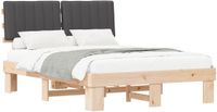 vidaXL Bedframe met Gevoerde Hoofdbord Donkergrijs 140 x 190 cm