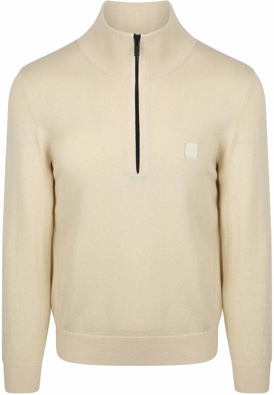 BOSS Kanobix Half Zip Trui Ecru XXL - Heren Quarter zip