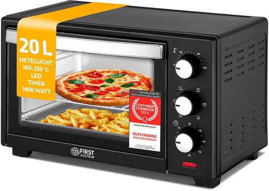 TZS First Austria Mini oven 20L - 1380W - Zwart
