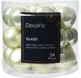 Decoris Kerstbal glas d2.5 cm wit mint 24st