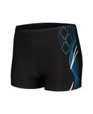 ARENA Boy's Swim Short Logo Board Shorts voor jongens (1 stuk), Zwart/Blauw/Wit