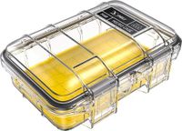PELI M40 Micro Case; Superieure Bescherming in Compact Formaat voor Waardevolle Apparatuur en Compacte Gereedschappen; Waterbestendig, Stofbestendig en Breukvast; Inhoud 1L; Geel/Transparant