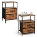 Merkloos Nachtkastje - set van 2 - 61 x 38 x 28 cm - 2 lades - bruin-zwart
