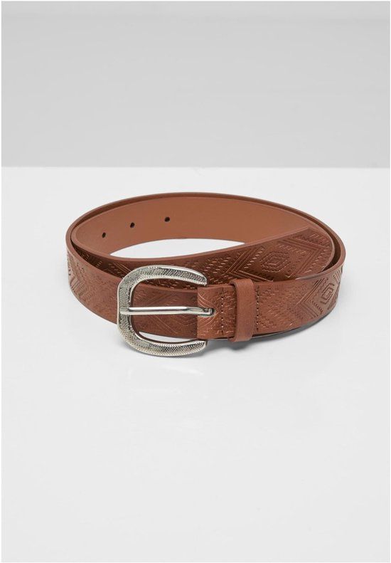 Urban Classics Leather Imitation Punched Pattern Belt Dames Riem - bruin - L-XL