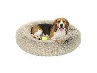 JOYFURNOS Lit pour chien en peluche donut kaki 70 x 20 cm
