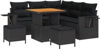 vidaXL Tuinbank Set 8-delig Zwart Polywood