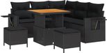 vidaXL Tuinbank Set 8-delig Zwart Polywood