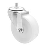 WAGNER zwenkwiel - diameter 100 mm, bouwhoogte 130 mm, staal verzinkt, wit, plaat met schroefdraad M10x17, draagkracht 80 kg