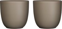 Mica Decorations Bloempot - 2x stuks - taupe bruin mat - H28,5 x D31 cm - keramiek